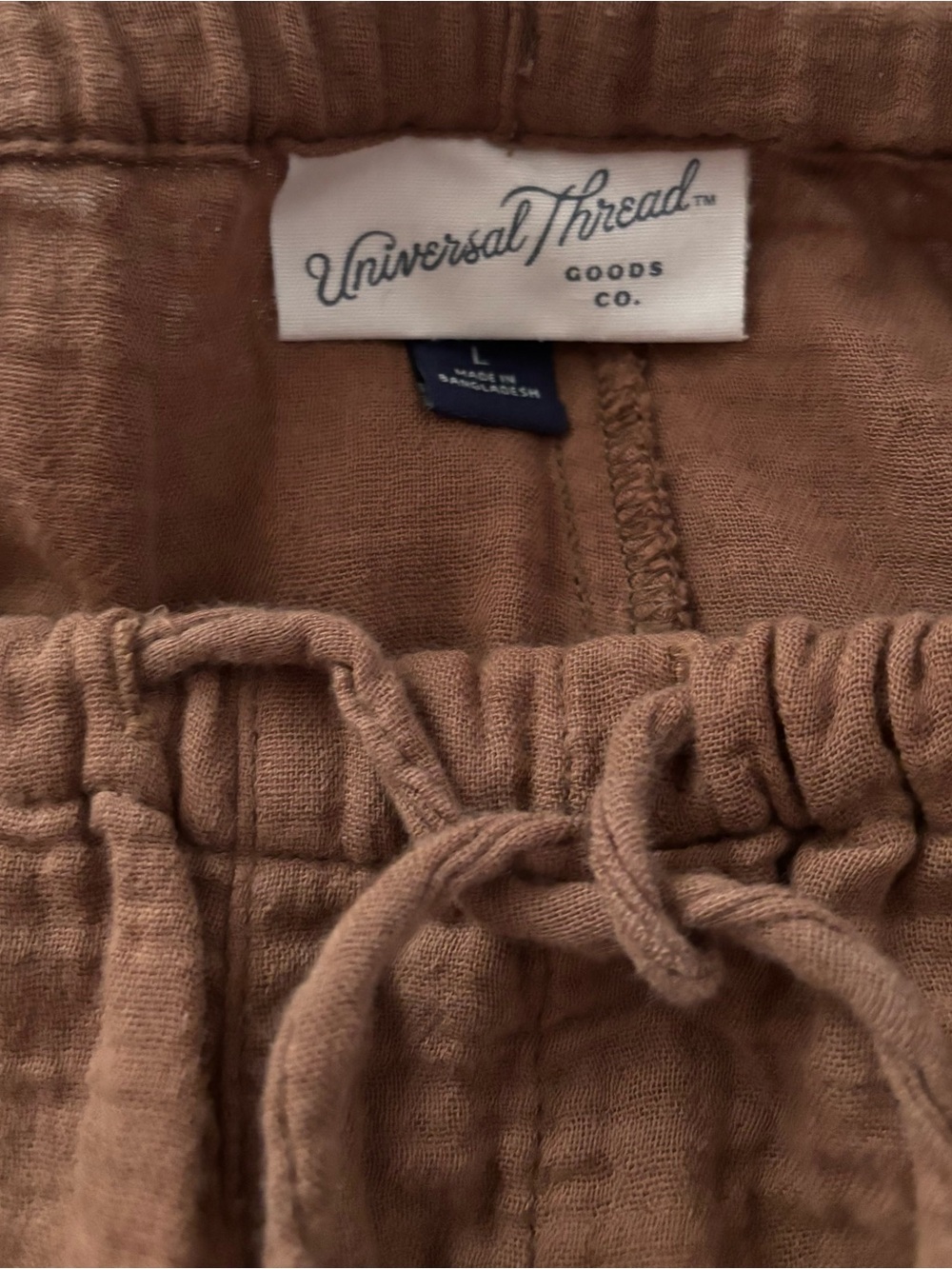 Universal Thread Brown Gauze Wide Leg Pants Size Large | Crochet Trim - Picture 2 of 9